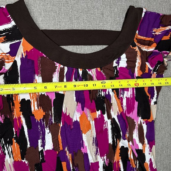 Alyx Blouse Top Women's Large Scoop Neck Multicolor Paint Streak Geometric - Picture 7 of 8